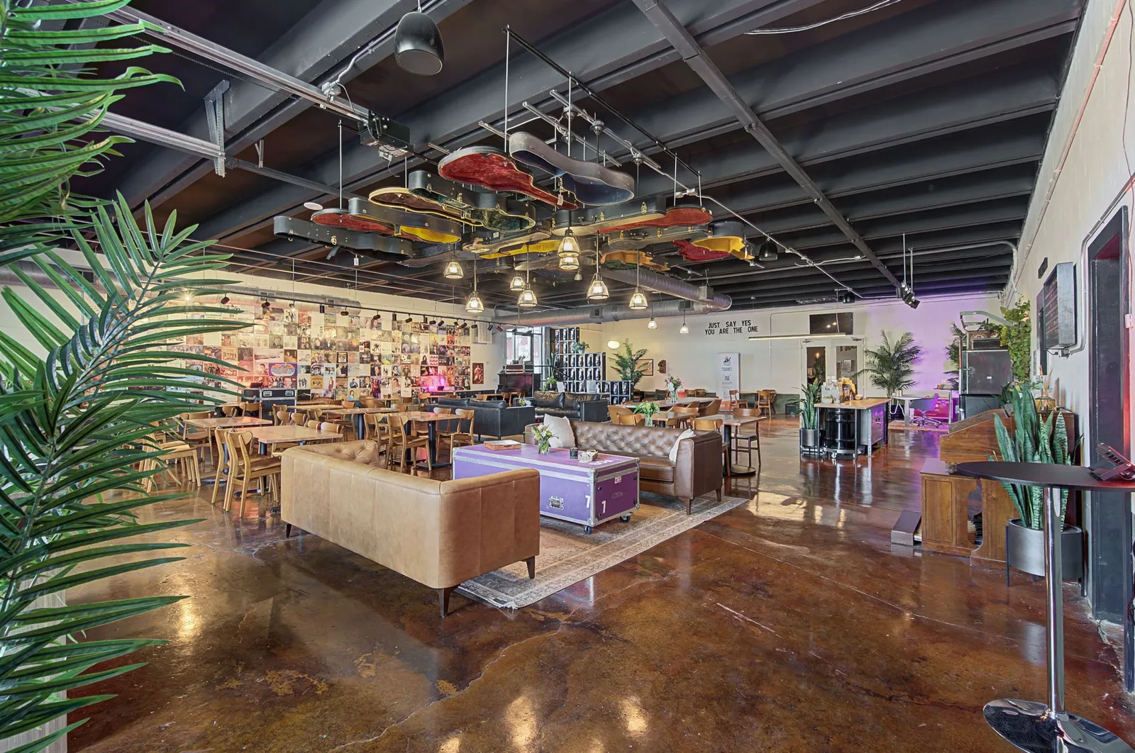 Wide view of the main event space at Music City Work Club in The Nations, Nashville